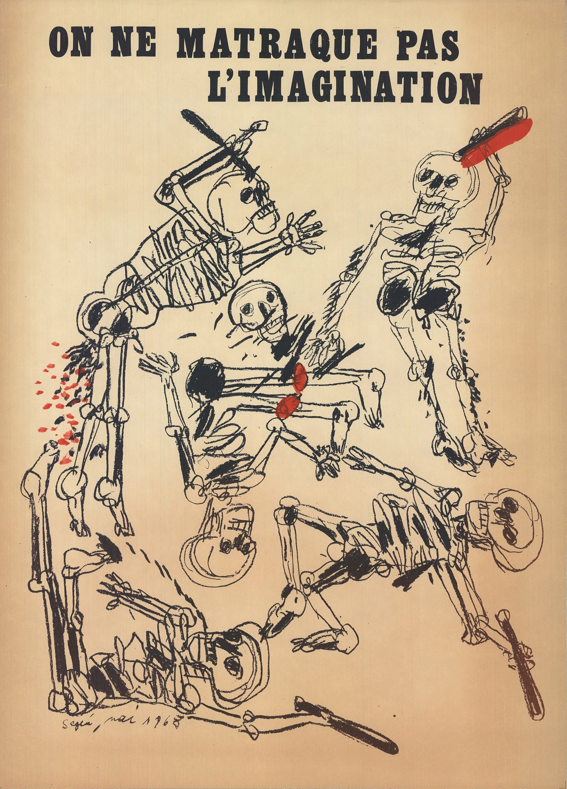 Antonio Segui On Ne Matraque Pas L'Imagination " Mixed Media M