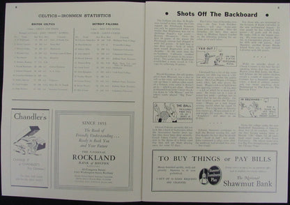 Vintage 1946 Boston Celtics Vs. Detroit Falcons