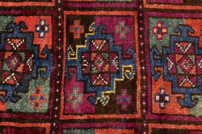Vintage Violet Brown Oriental Rug Tribal Design
