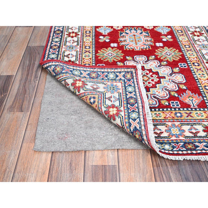 2'9"X6'6" Red Denser Weave Oriental Wool Hand Knotted Kazak Runner Rug