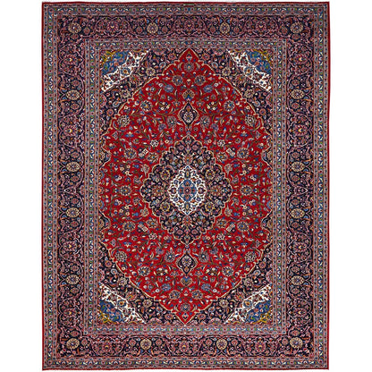 10'1"X13' Angels Red Hand Knotted Vintage Kishoon All Wool Oriental Rug