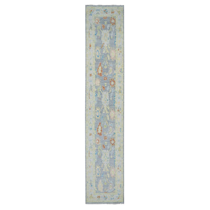 2'10"X15'7" Gray Oushak Weave And Design Hand Knotted Wool Xl Runner Rug