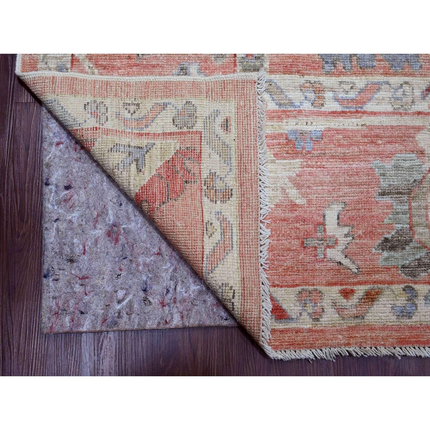 9'X11'9" Red All Wool Afghan Angora Oushak Floral Design Hand Knotted Rug