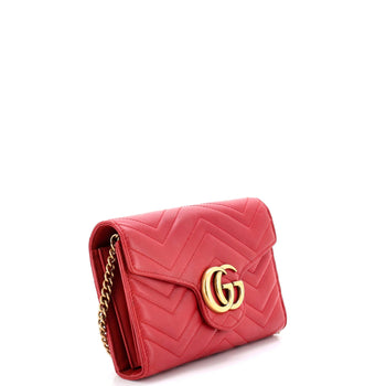 Gucci Gg Marmont Chain Wallet Matelasse Leather Mini