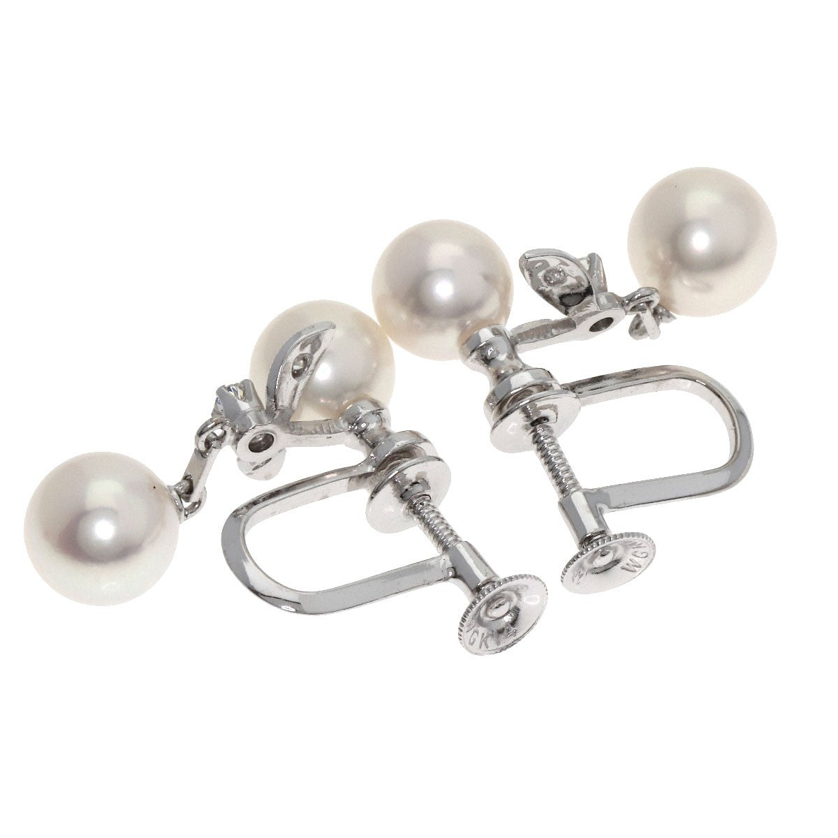 Gold MIKIMOTO Pearl Diamond Earring K14 White