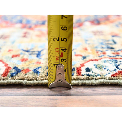 2'5"X10'3" White Mamluk Design Soft Wool Hand Knotted Runner Oriental Rug