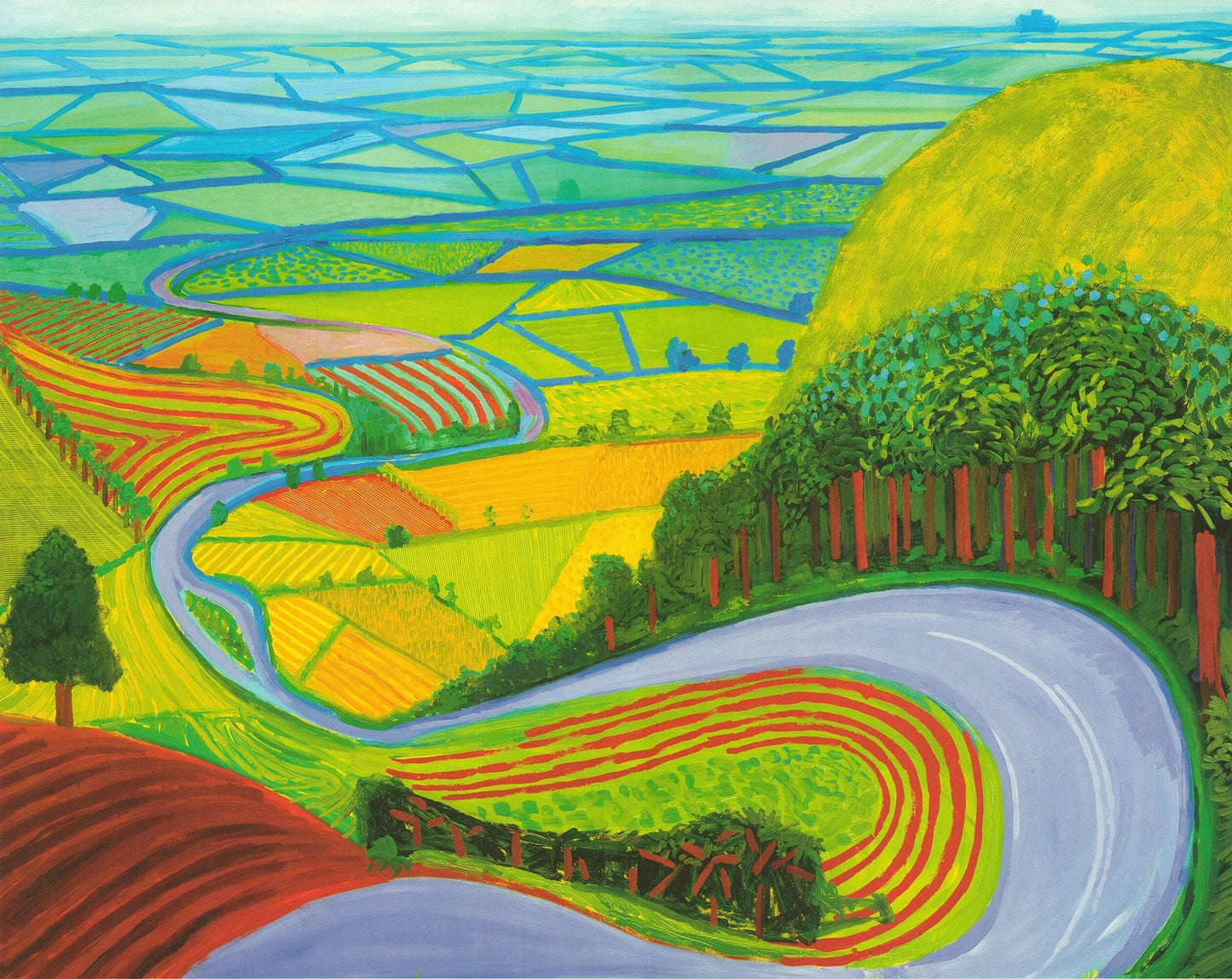 David Hockney Garrowby Hill " Poster Pop Art Multicolor Green