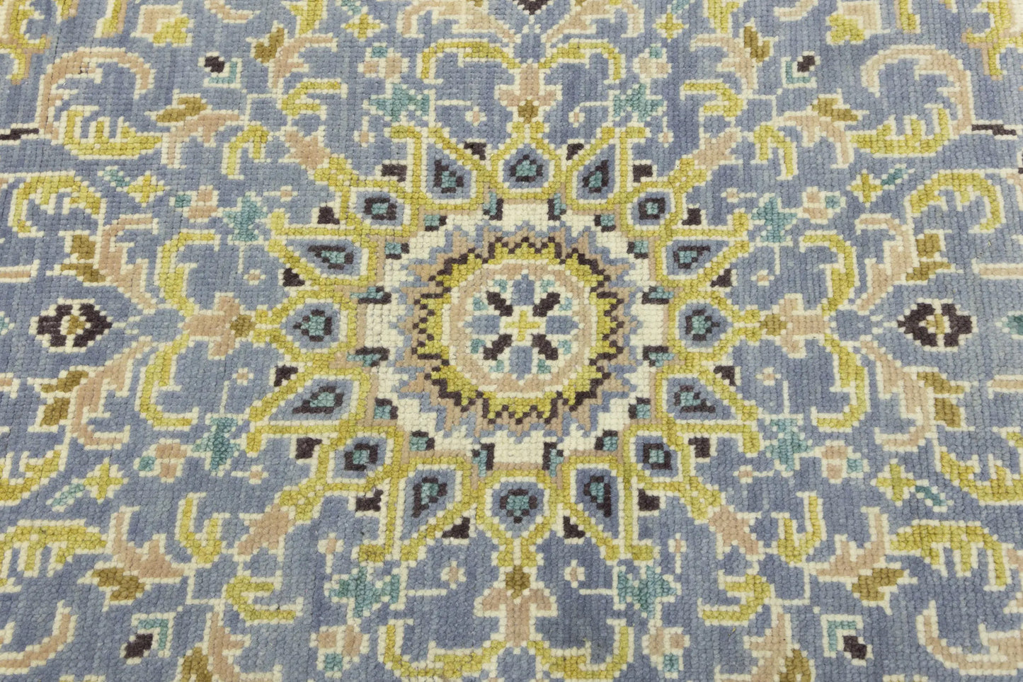 Handmade Oushak Blue Wool Octagon Floral Design 6X6 ft Oriental Home Carpet