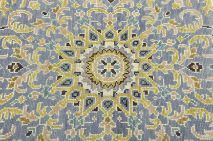 Handmade Oushak Blue Wool Octagon Floral Design 6X6 ft Oriental Home Carpet