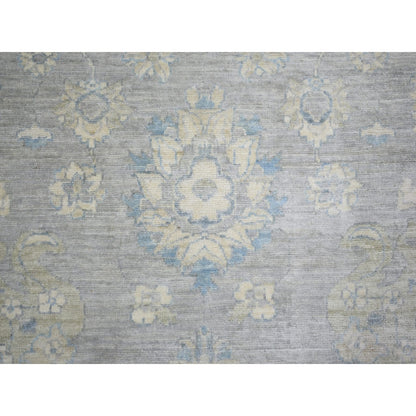 8'X10' Cloud Gray Wool Hand Knotted Finer Peshawar Rug