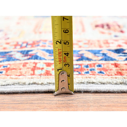 2'7"X7'4" Gray Hand Knotted Rug All Wool Caucasian Design Runner Oriental