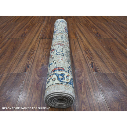 3'X6'2" Gray Hand Knotted Aryana Bidjar Garus Design Runner Oriental Rug