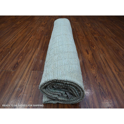 10'X14' Blue Moroccan Weave Zig Zag Design Hand Knotted Oriental Rug