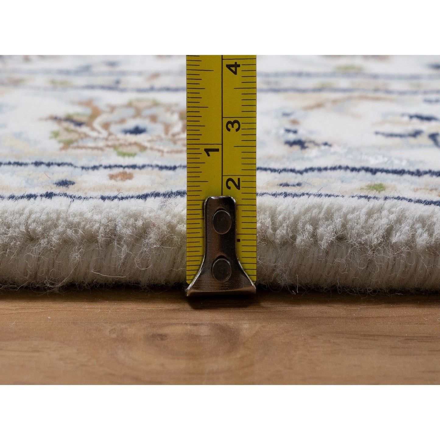 2'9"X18' Ivory Nain Flower Pattern Wool And Silk Hand Knotted Runner Rug