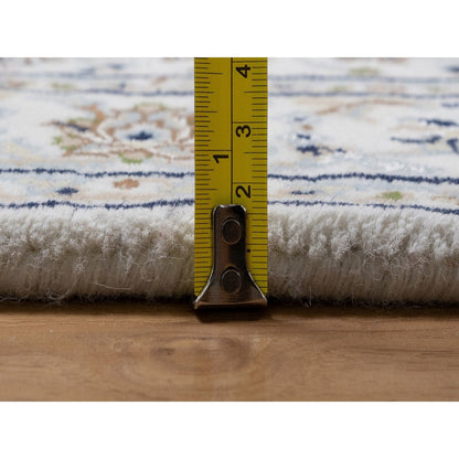 2'9"X18' Ivory Nain Flower Pattern Wool And Silk Hand Knotted Runner Rug
