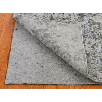 3'X5'2" Gray Abstract Design Wool Denser Weave Hand Knotted Rug