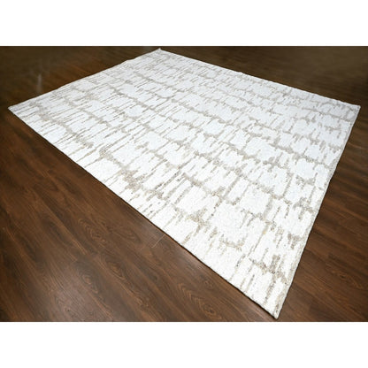 12'X14'10" Ivory Minimalist Swedish Design Hand Knotted Pure Wool Xl Rug