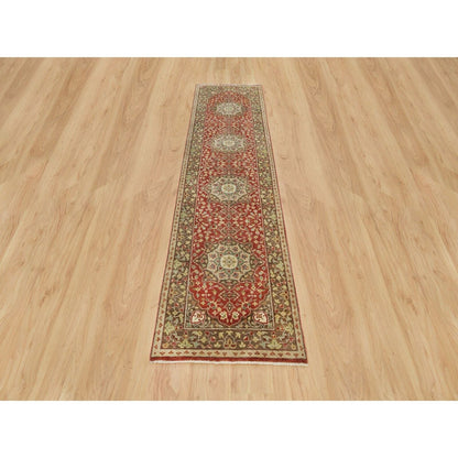 2'6"X10'1" Upsdell Red Haji Jalili Design Hand Knotted Wool Runner Rug
