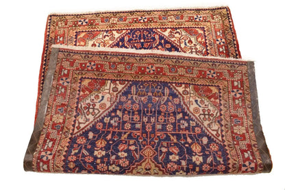 Vintage Purple-Navy Floral Style Rug Tribal