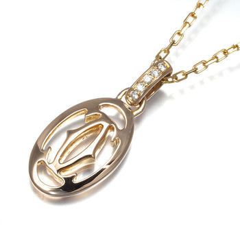 Cartier Necklace Diamond Logo Double C 18K 750 Rose Gold