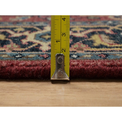 2'8"X10' Ruby Red Hand Knotted Wool Rug Runner Antiqued Fine Heris Revival