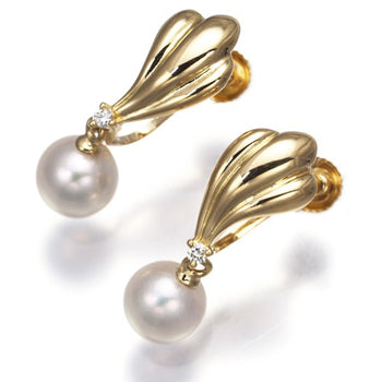 Tasaki Earrings Akoya Pearl Pearl Diamond 18K 750