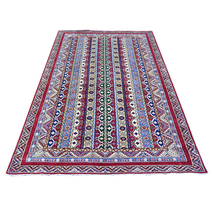 5'4"X7'7" Vermilion Red Hand Knotted Afghan Super Kazak Shawl Wool Rug