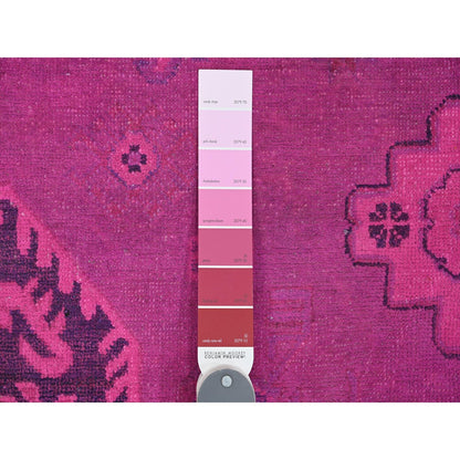 8'X10' Hot Pink Overdyed Kazak Medallions Design Hand Knotted Wool Rug