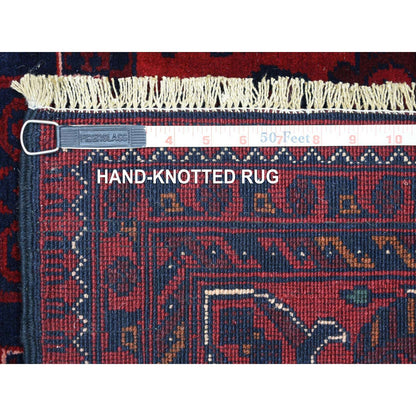 5'6"X7'8" Deep Red Hand Knotted Afghan Khamyab Soft Wool Rug