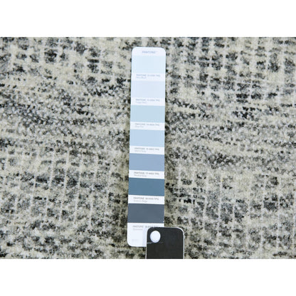 6'X6' Silver Chalice Gray Undyed Wool Grass Design Hand Knotted Round Rug