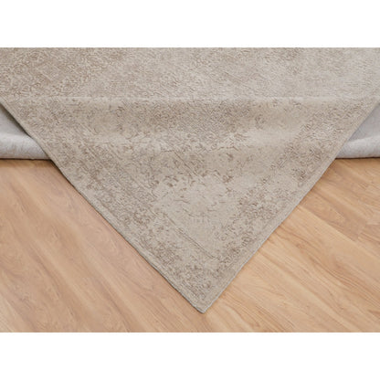 11'8"X14'8" Oversized Taupe Fine Jacquard Hand Loomed Wool And Artsilkrug