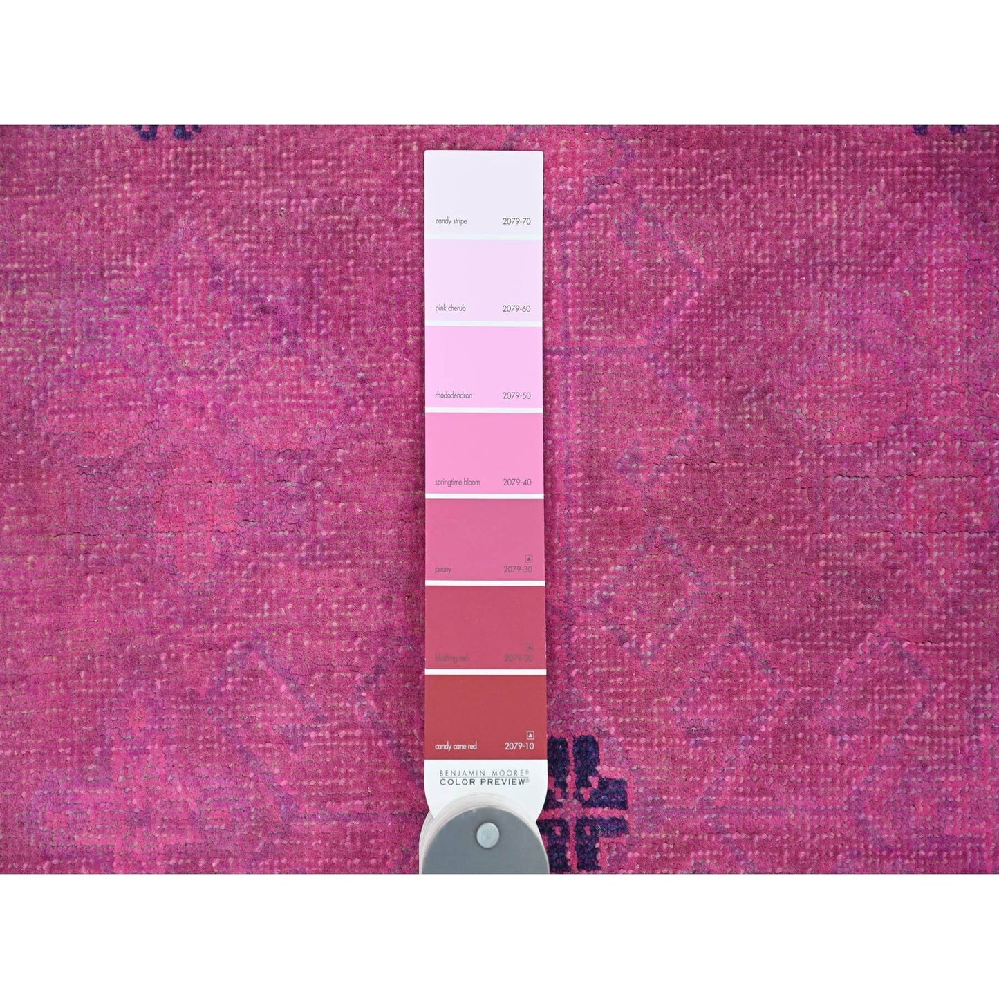 8'X9'7" Hot Pink Overdyed Kazak Geometric Design Hand Knotted Wool Rug