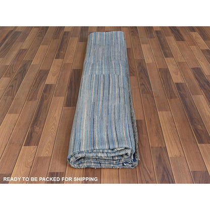 10'5"X13'10" Hand Woven Flat Weave Kilim Pure Nomadic Stripe Design Rug