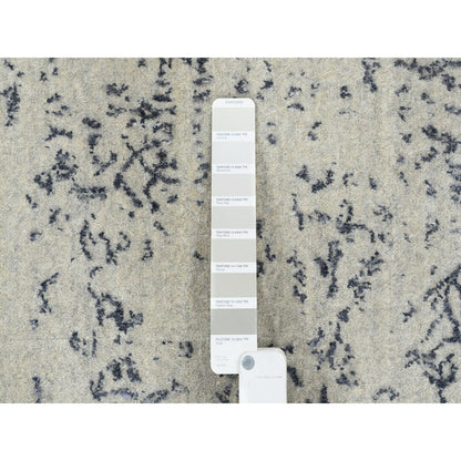 12'X18'2" Wool And Silk Hand Loomed Gray Fine Jacquard Oversized Rug