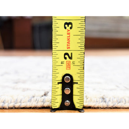 2'7"X14'1" Ivory Oushak Hand Knotted Natural Wool Runner Rug