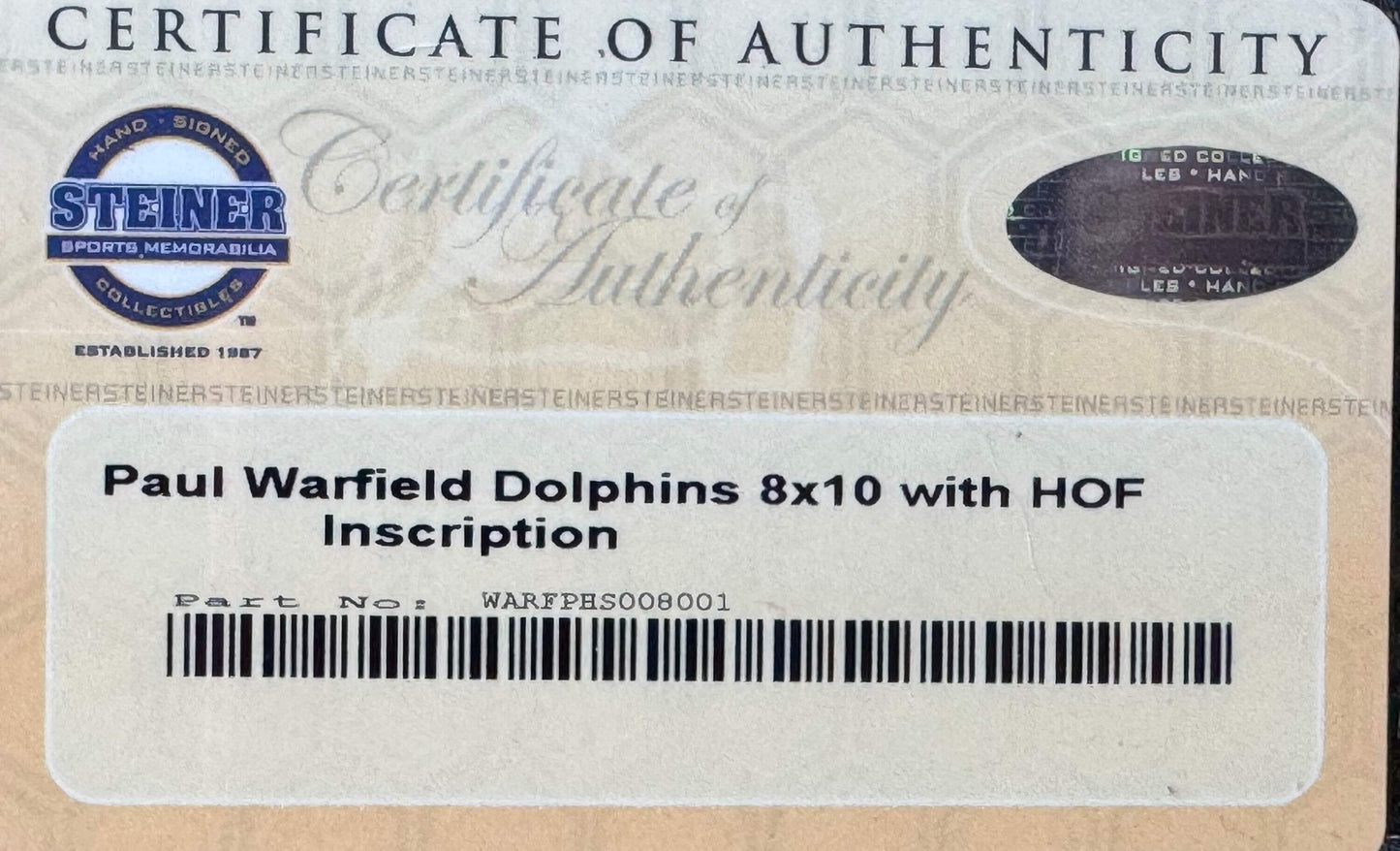 Paul Warfield Autographed 8X10 Football Photo (Steiner)