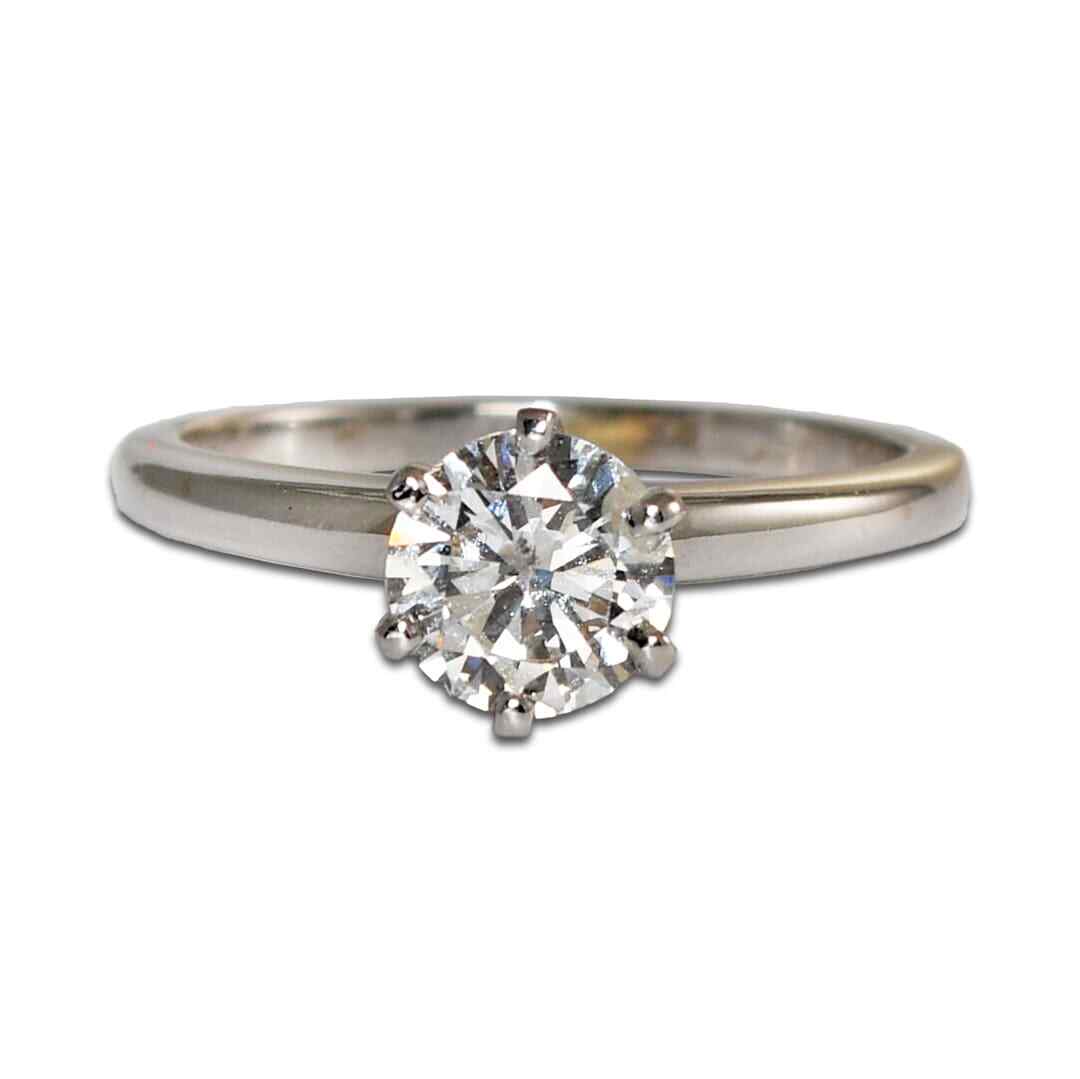 14K White Gold Diamond Solitaire Ring 0.74Ct