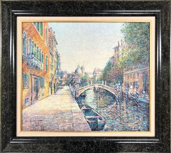 Guy Dessapt (France) Venice Landscape Painting Oil Canvas Signed Framed Coa