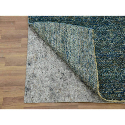 2'6"X10'1" Green Hand Knotted Kohinoor Herrita 100% Wool Oriental Rug