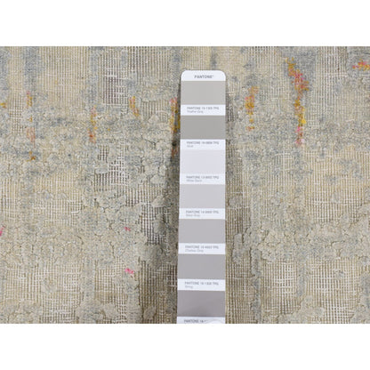 2'5"X8' Medium Gray The Cardiac Sari Silk With Wool Handmade Runner Rug