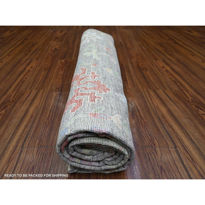 8'1"X10'8" Taupe Afghan Angora Oushak Soft Wool Hand Knotted Oriental Rug