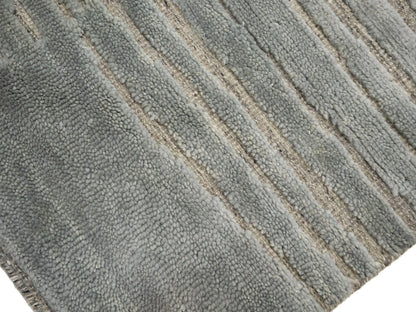 Bas-Relief Modern Gray Wool Hand-Knotted 6X9 Ft