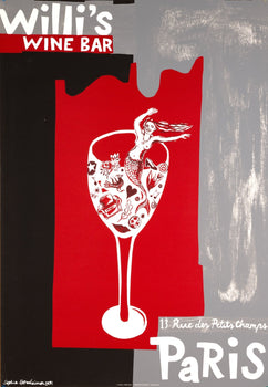 Sophie Herxheimer Willis Wine Bar 1997 Original Poster Serigraph On Thick Paper