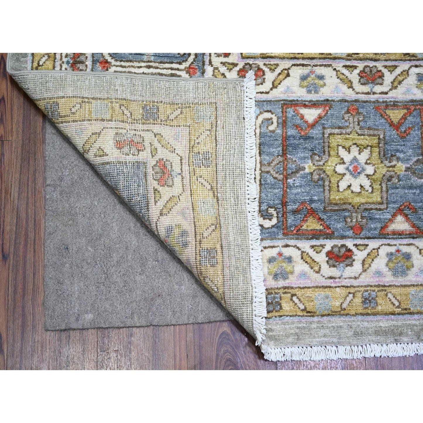 8'8"X11'7" Echo Gray Pure Wool Hand Knotted Finer Peshawar Rug