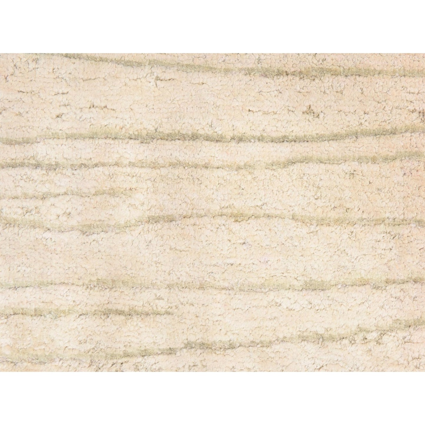 2'X3' Ivory Modern Wool And Silk Sample Strike Off Hand Knotted Mat Rug