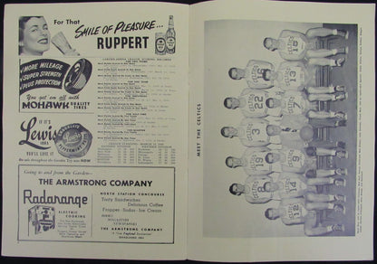 Vintage 1949 Boston Celtics Vs. Rochester Royals