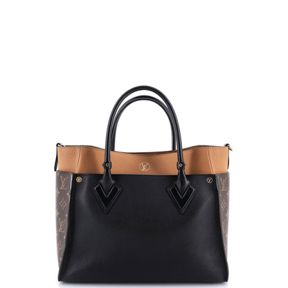 Louis Vuitton On My Side Tote Leather With Monogram Canvas Mm