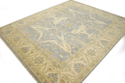 Handmade Oushak Oriental Rug Muted Gray Floral