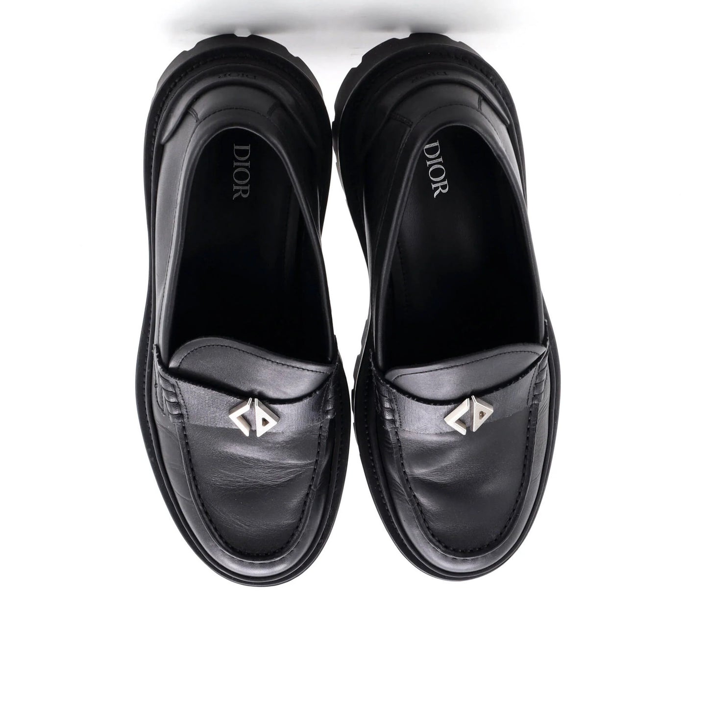 Christian Dior Men'S Logo Plaque Loafers Leather