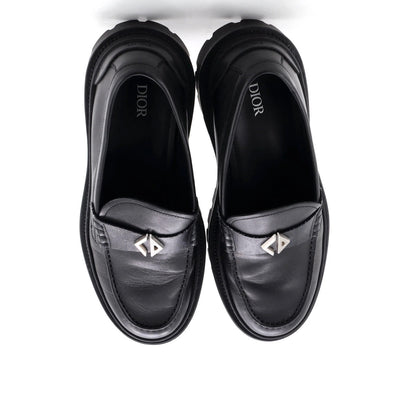 Christian Dior Men'S Logo Plaque Loafers Leather